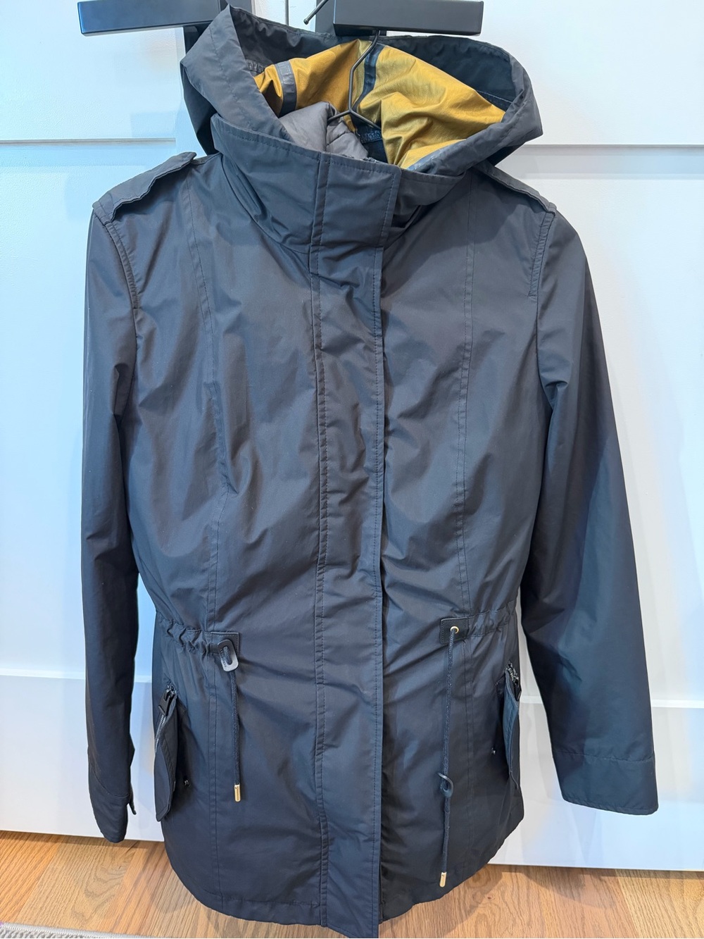 Mackage Charcoal Trench Coat with Yellow Lining